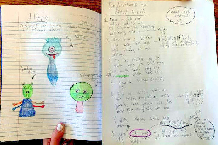 alien writing activity example 2