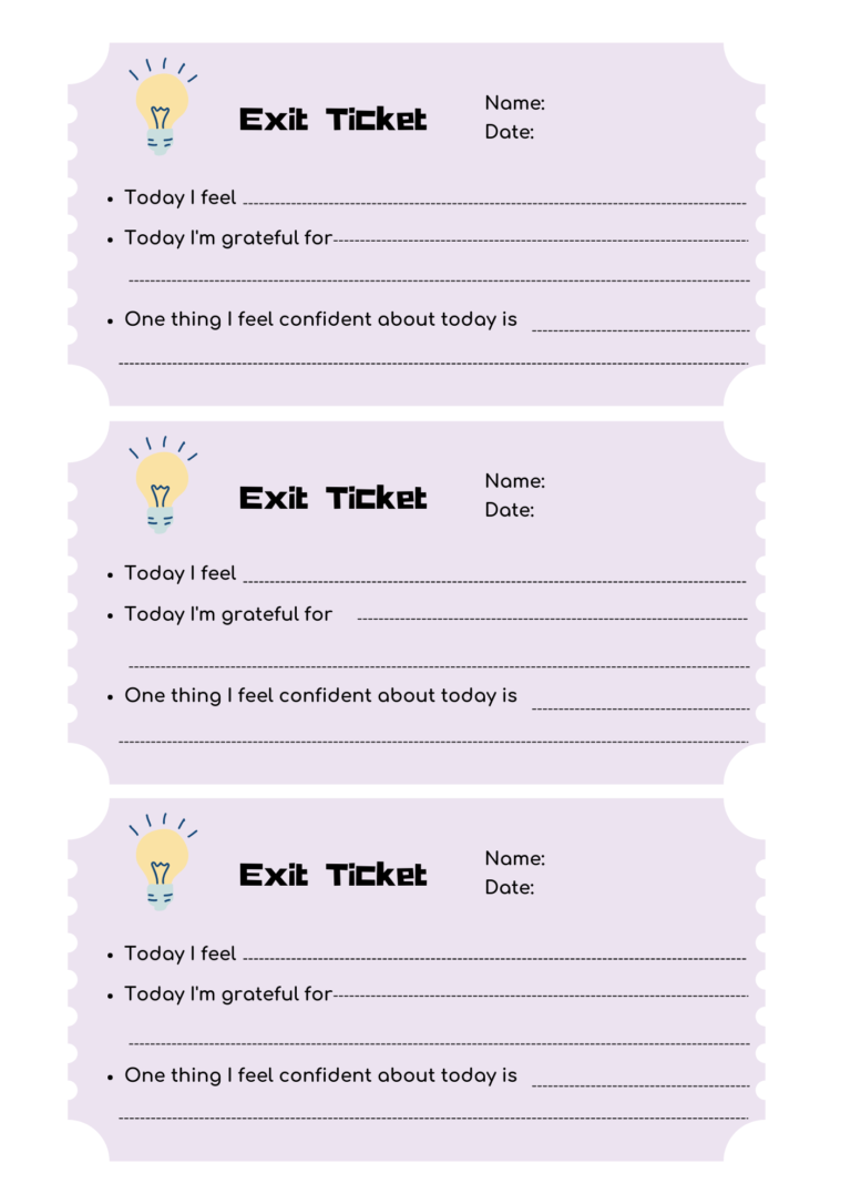 daily exit ticket