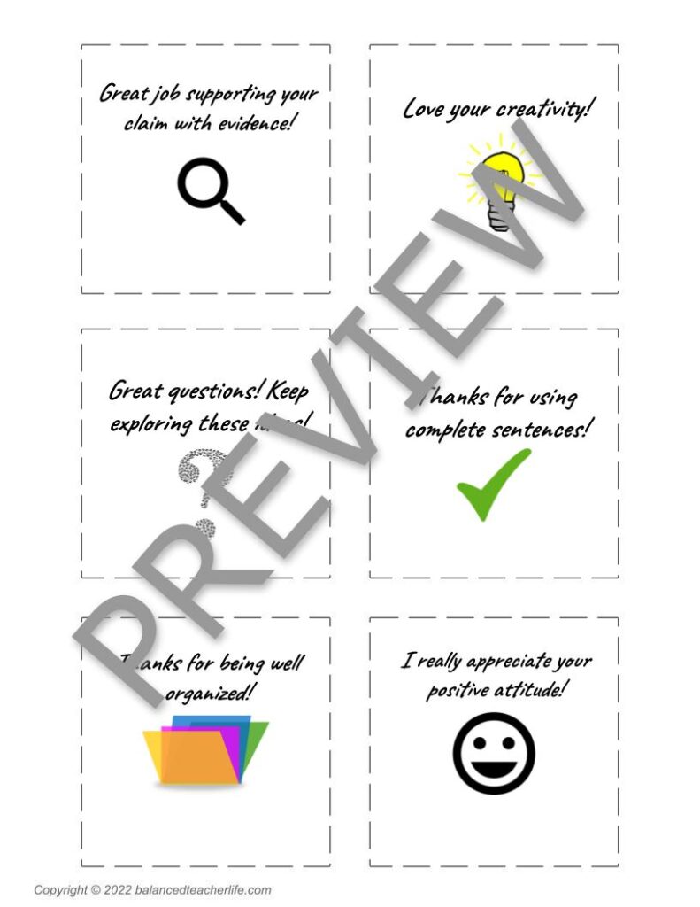sticky notes for grading feedback