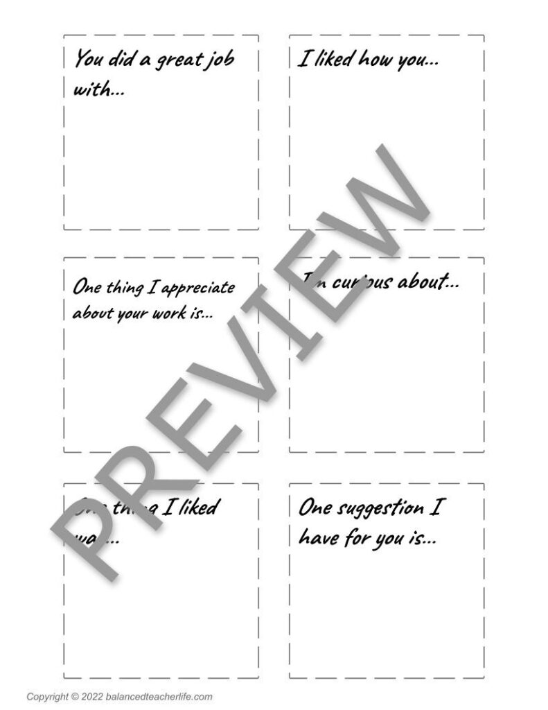 sticky notes for peer review feedback